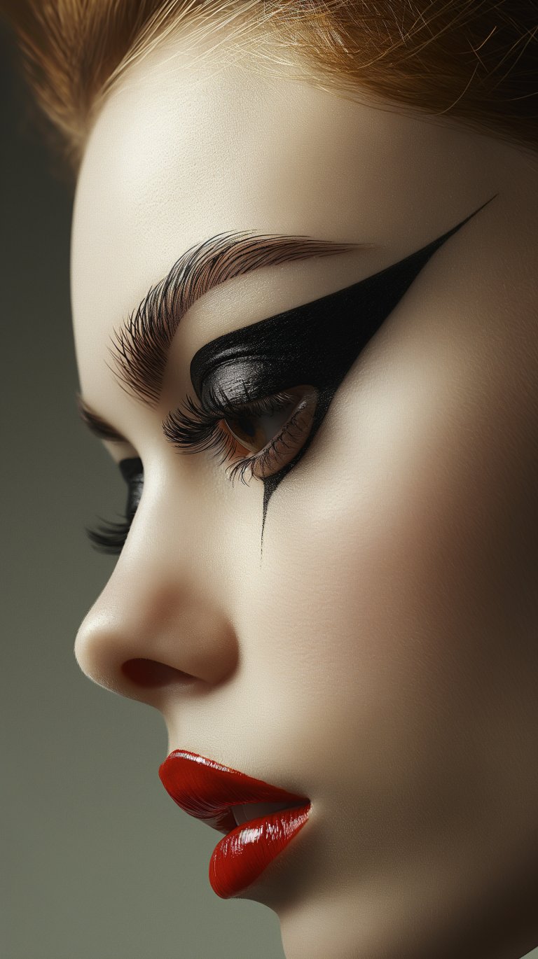 Striking Elegance: Bold Makeup and Classic Beauty